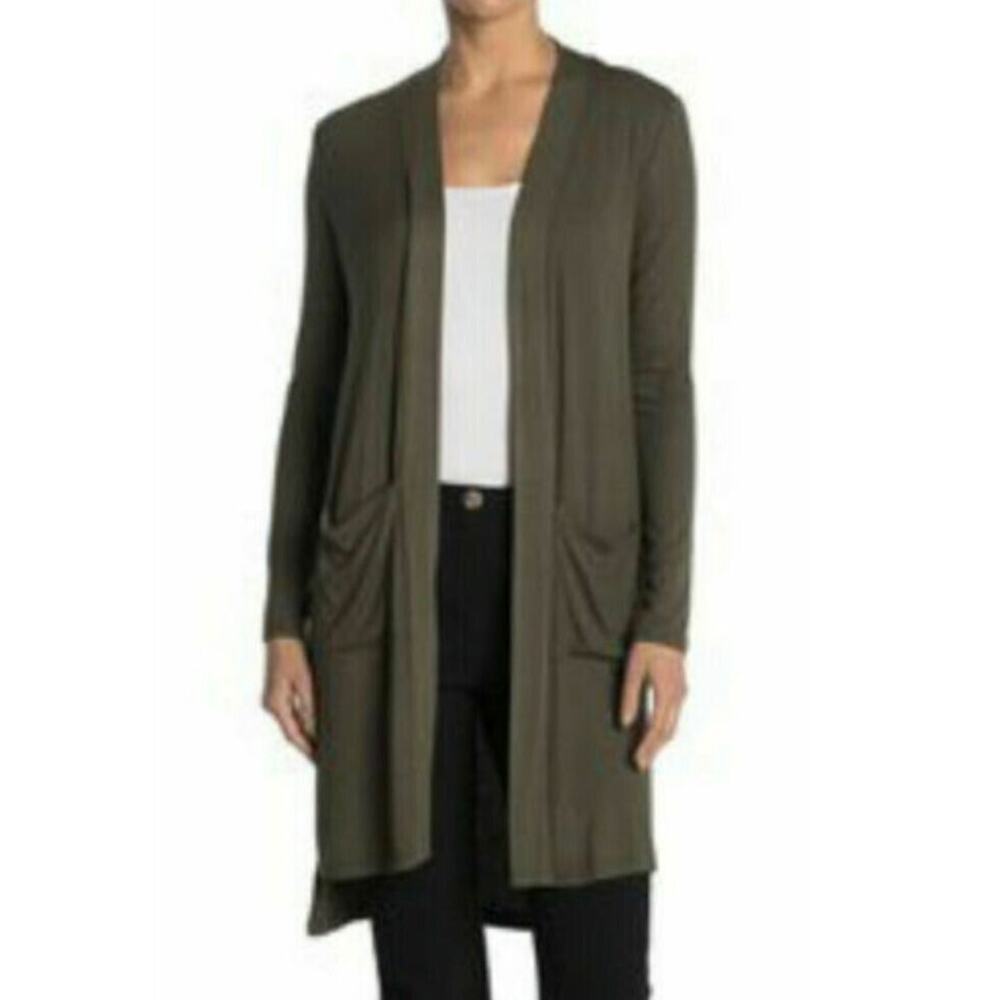 Catherine Malandrino Women's Ribbed Long Line Cardigan in Grape Leaf Small $88